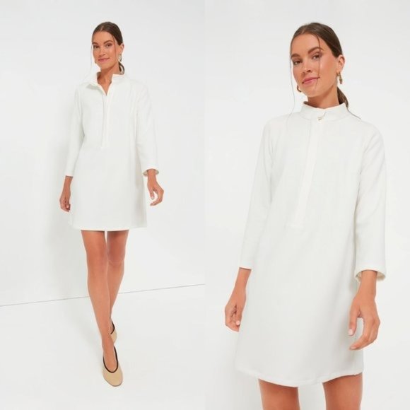 Tuckernuck Dresses & Skirts - Tuckernuck | NEW White Stretch Crepe Avery Long Sleeve Shirt Dress Size M